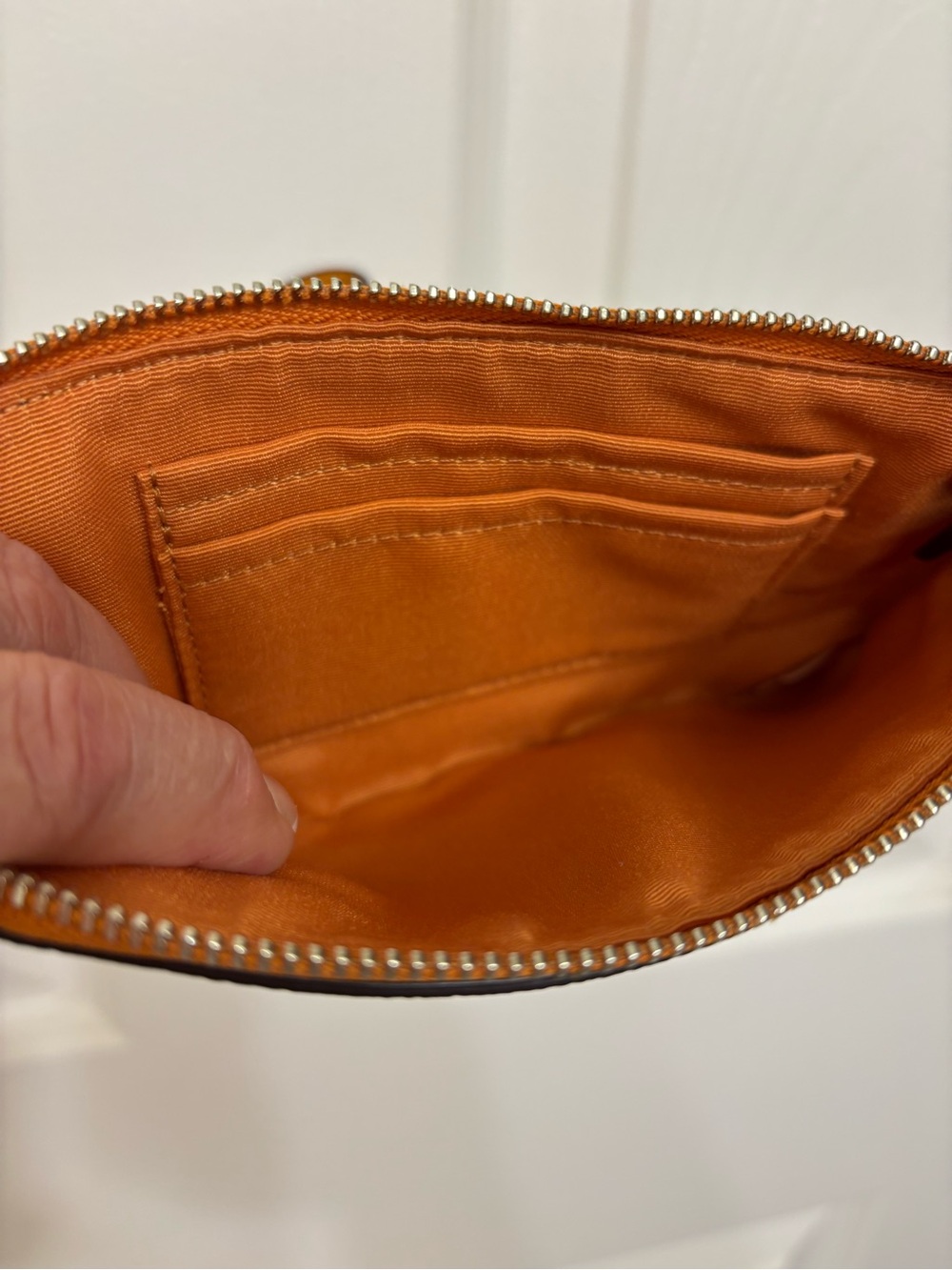 Coach mandarin orange corner-zip wristlet - Like New - Picture 6 of 6